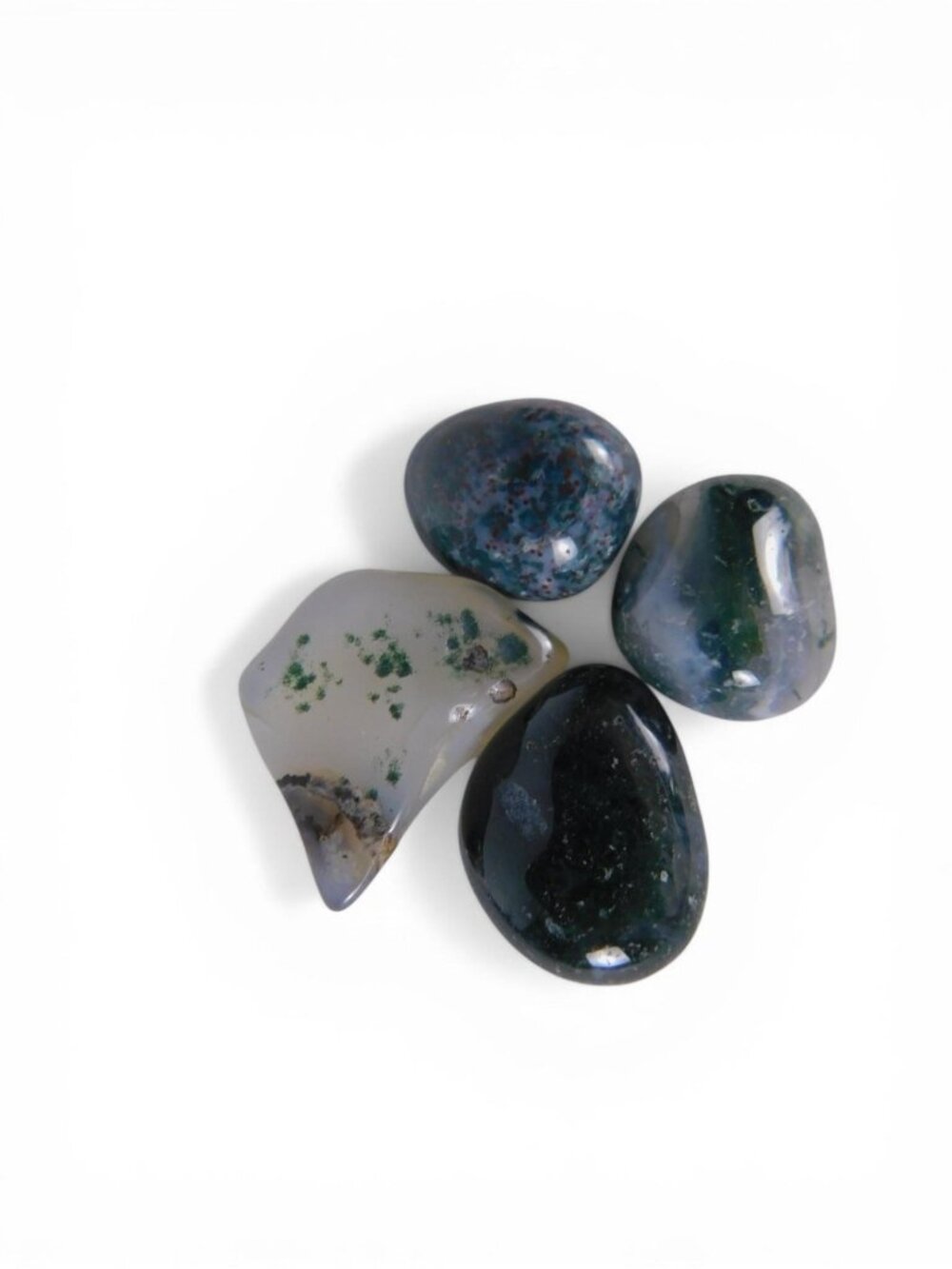 Moss Agate Tumbled Stones 0.6 Oz Green Polished Crystal Healing Altar Decor